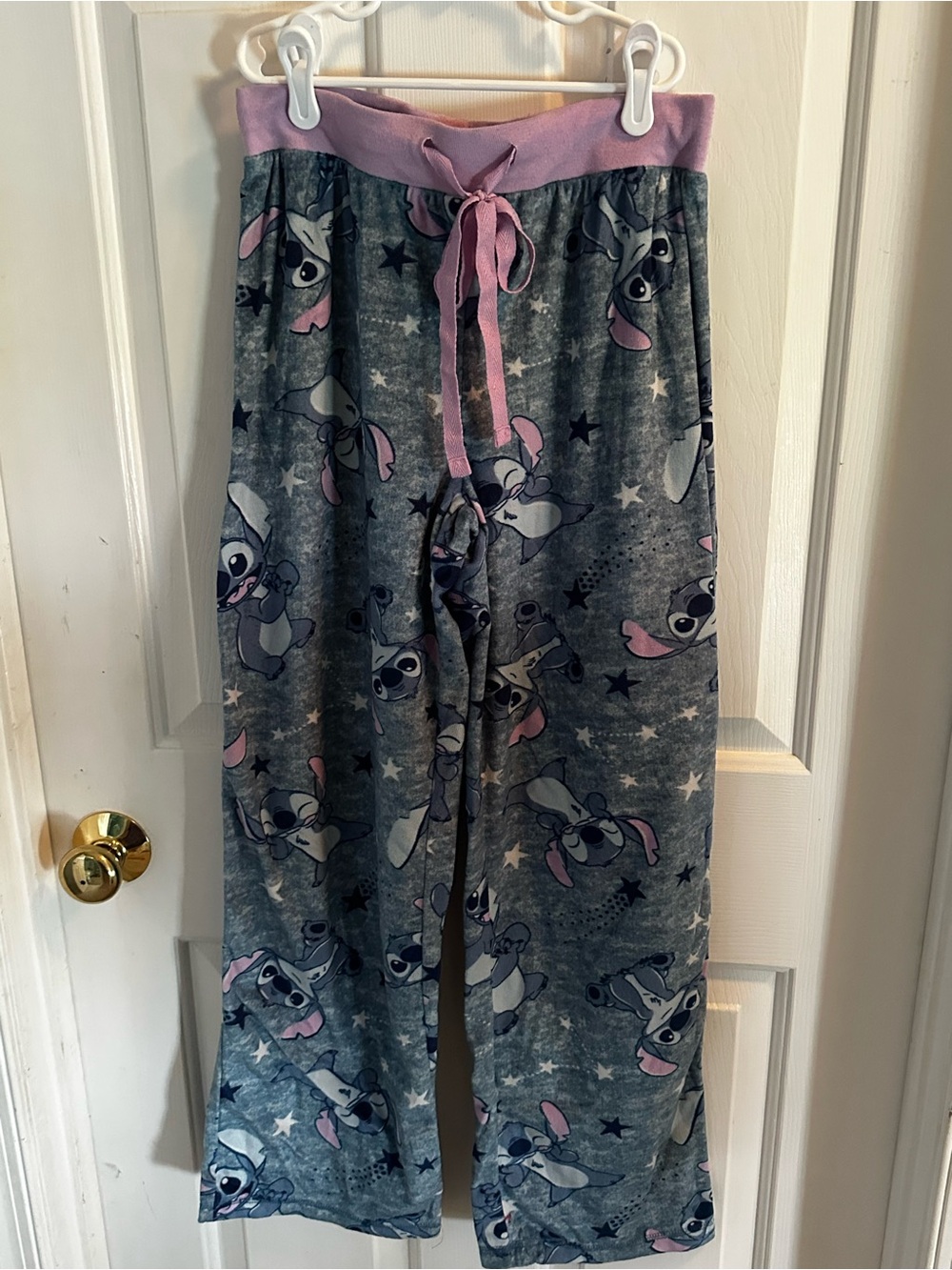 Girls' Gray & Pink Stitch Print Pajama Pants